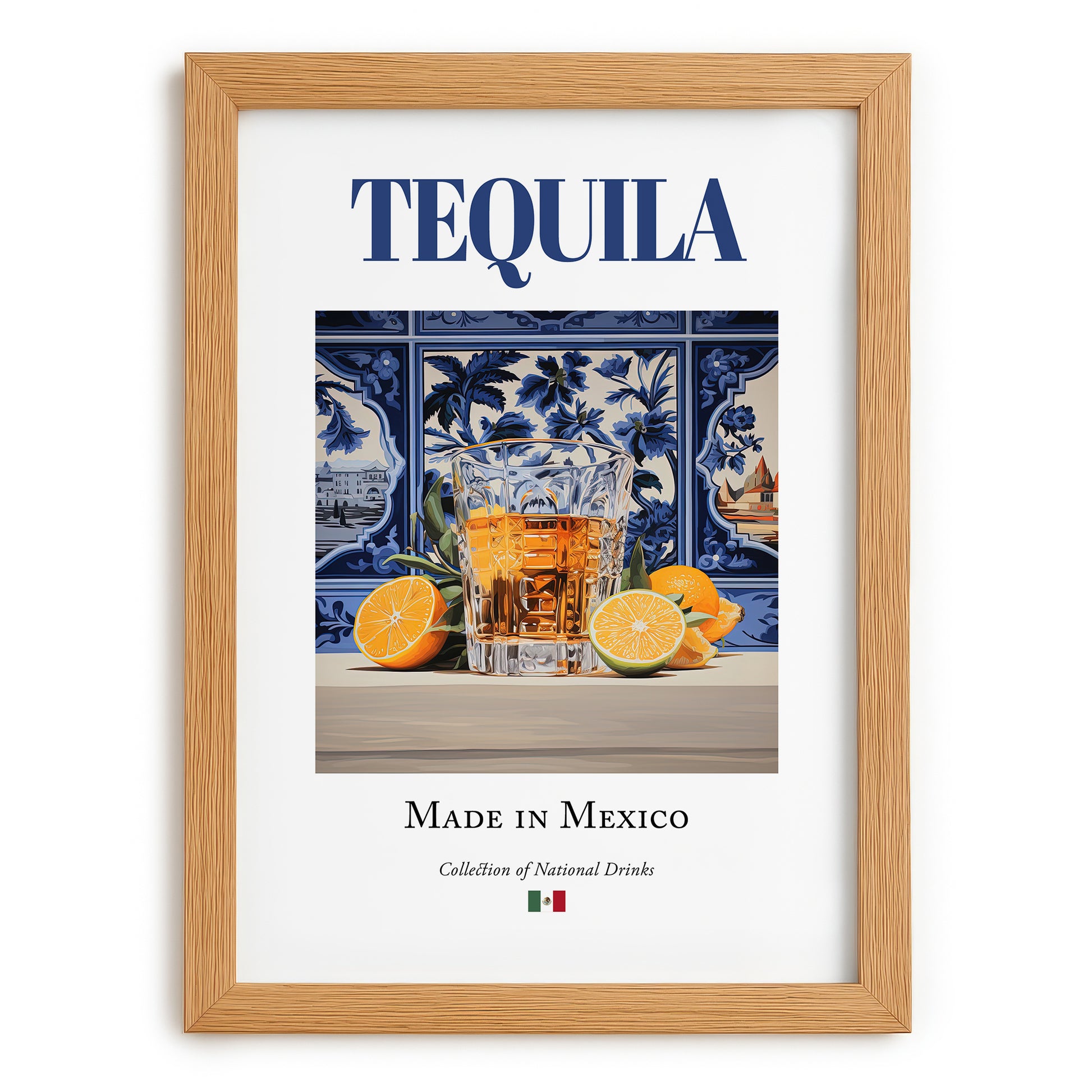 Tequila – Mexican Spirit Drink, Rooftop Terrace Poster, set in oak frame