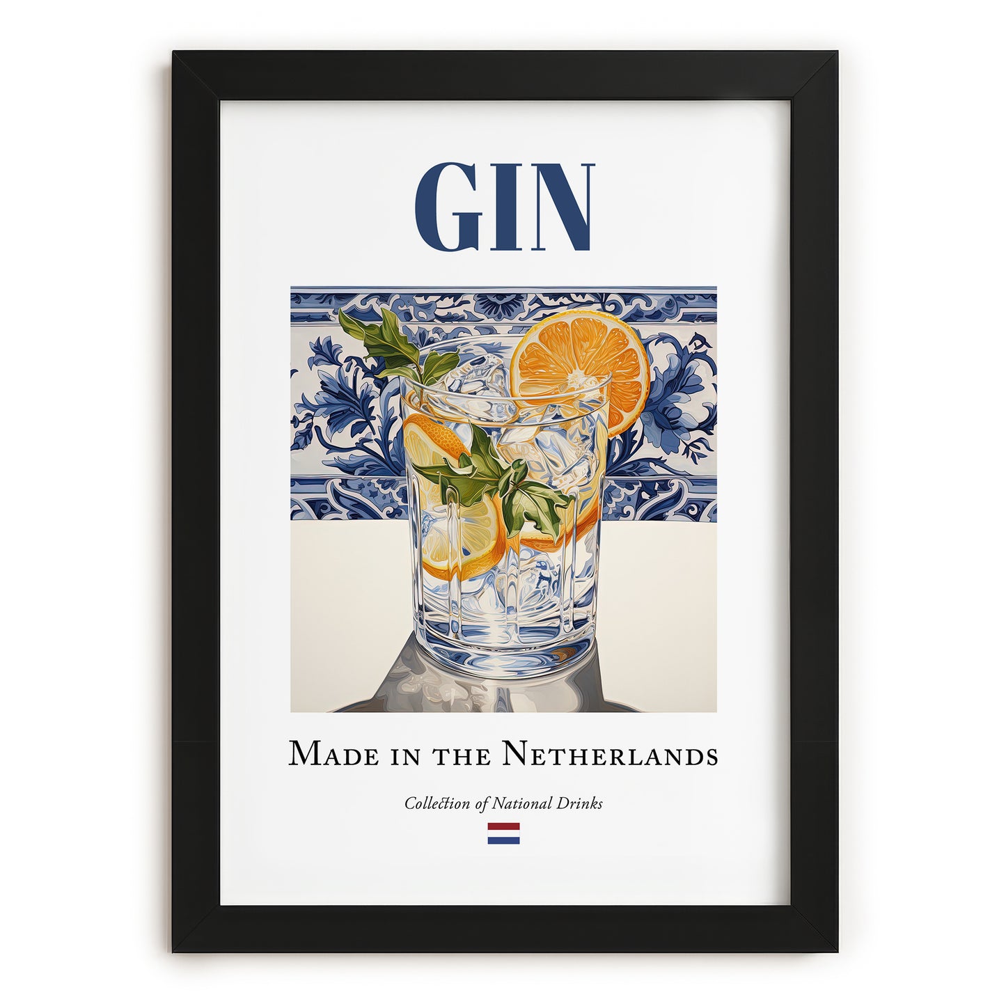 Gin – Dutch Spirit Drink, Hotel Lobby Wall Art, in sleek black frame