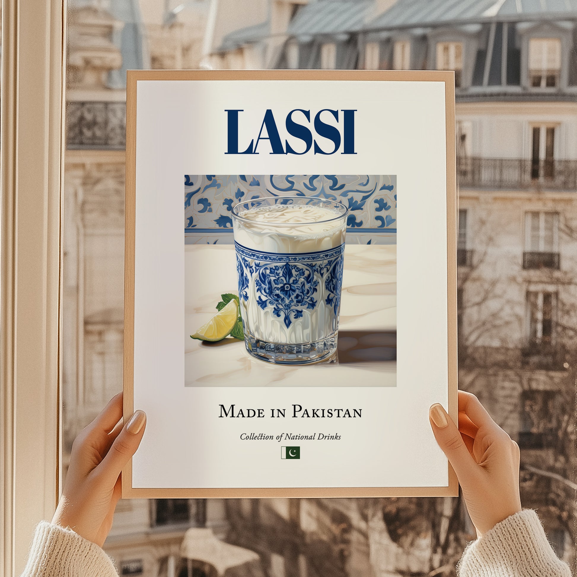Lassi – Pakistani Beverage Drink, Hotel Lobby Wall Decor, styled in a charming Paris street view