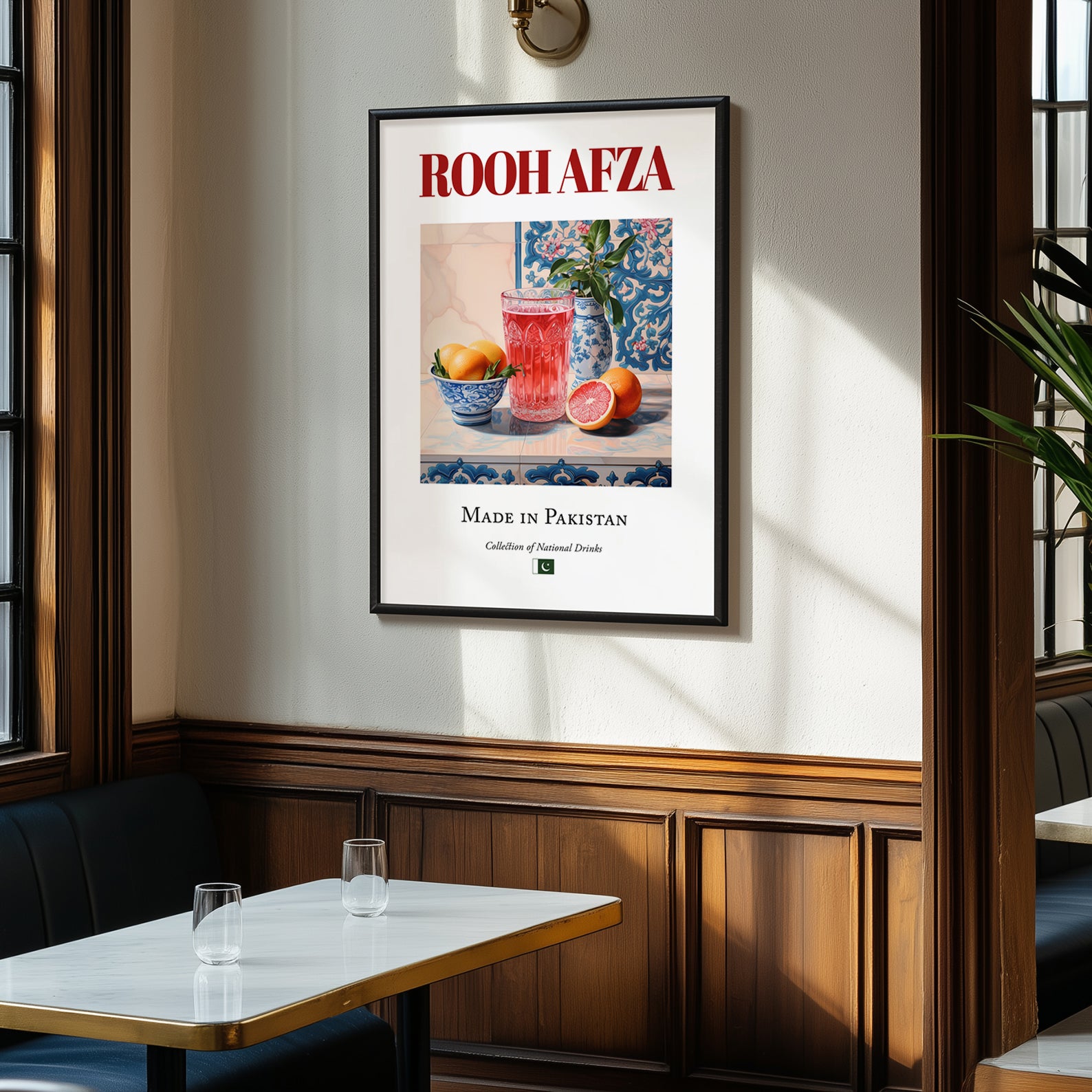 Rooh Afza – Pakistani Beverage Drink, Jazz Bar Painting, clean layout with no caption