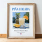 Piña Colada – Puerto Rican Cocktail Drink, Cocktail Lounge Print, in wooden frame leaning on the floor