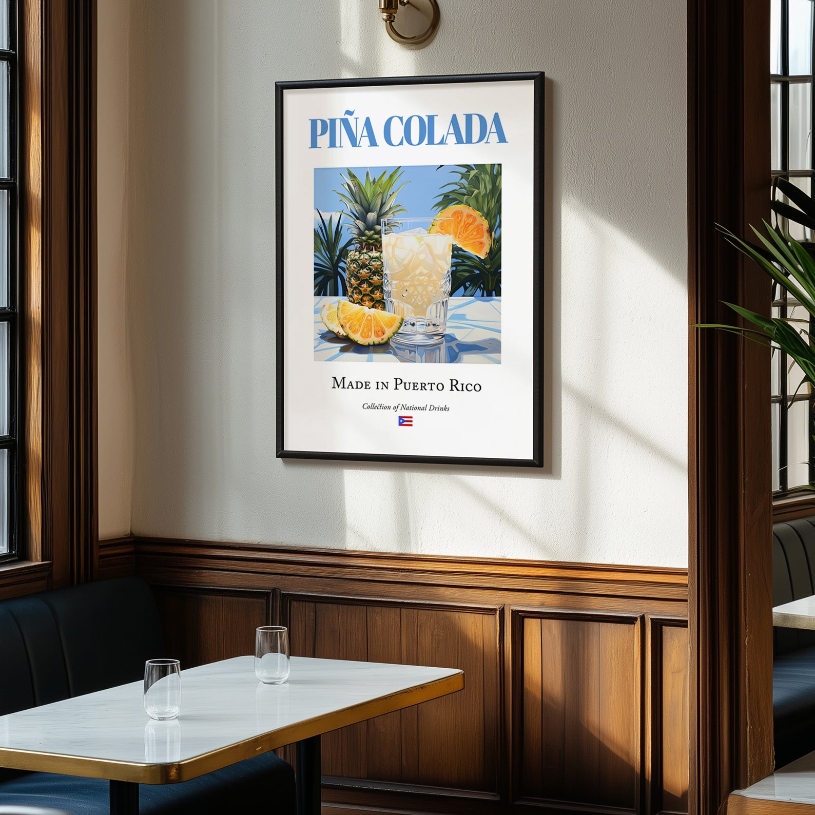 Piña Colada – Puerto Rican Cocktail Drink, Cocktail Lounge Print, clean layout with no caption