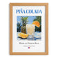 Piña Colada – Puerto Rican Cocktail Drink, Cocktail Lounge Print, set in oak frame