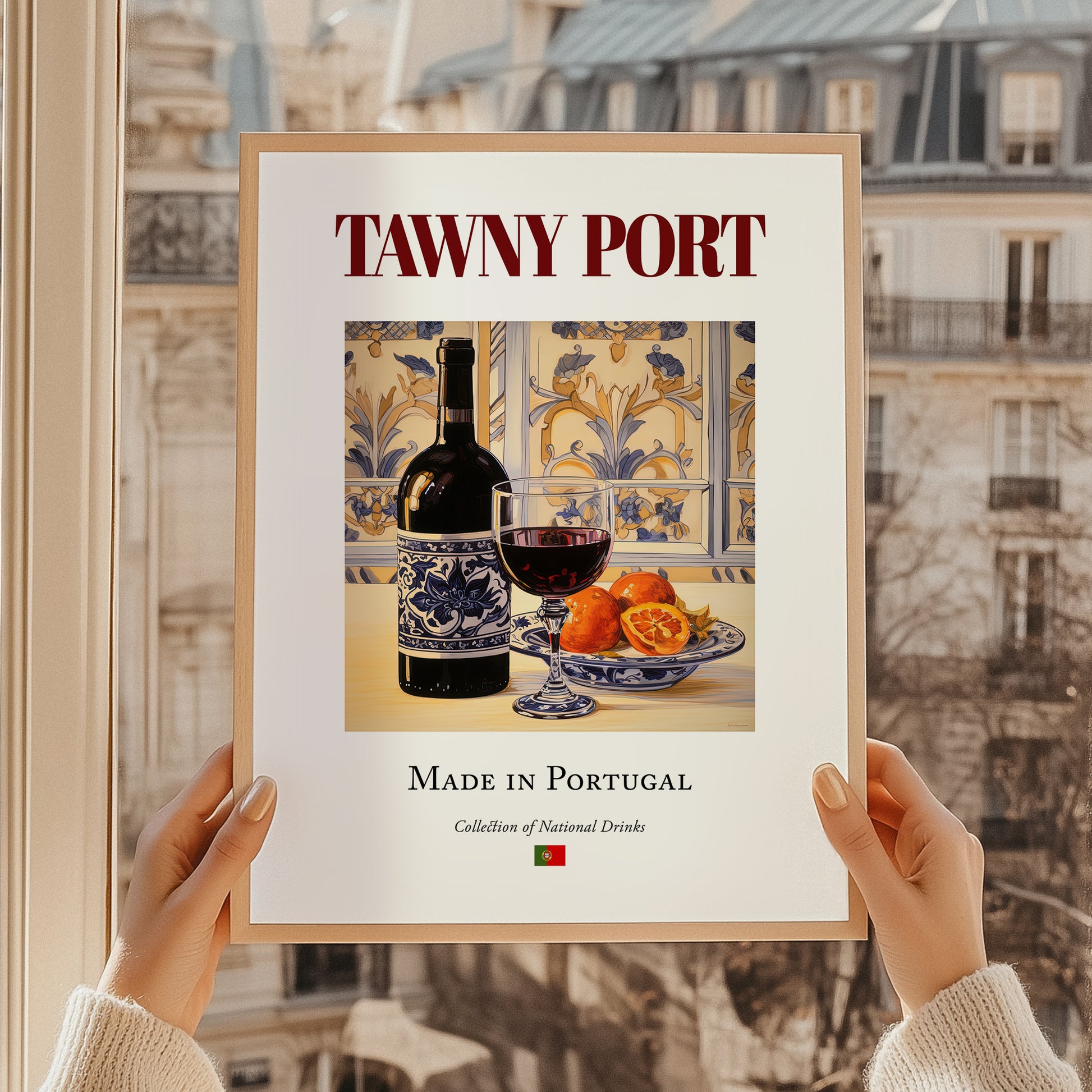 Tawny Port – Portuguese Dessert Wine, Wine Bar Wall Art, styled in a charming Paris street view