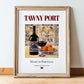 Tawny Port – Portuguese Dessert Wine, Wine Bar Wall Art, in wooden frame leaning on the floor
