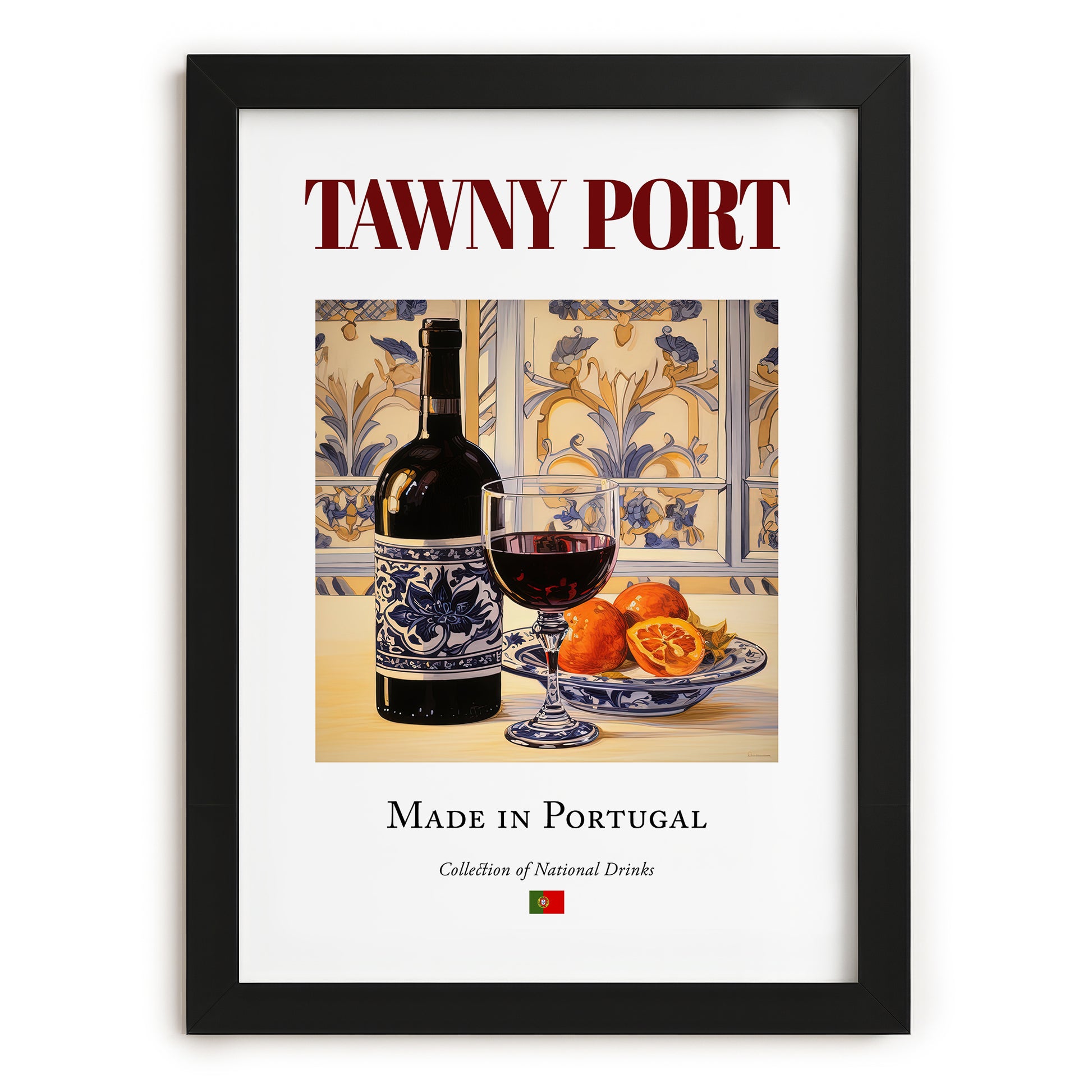 Tawny Port – Portuguese Dessert Wine, Wine Bar Wall Art, in sleek black frame