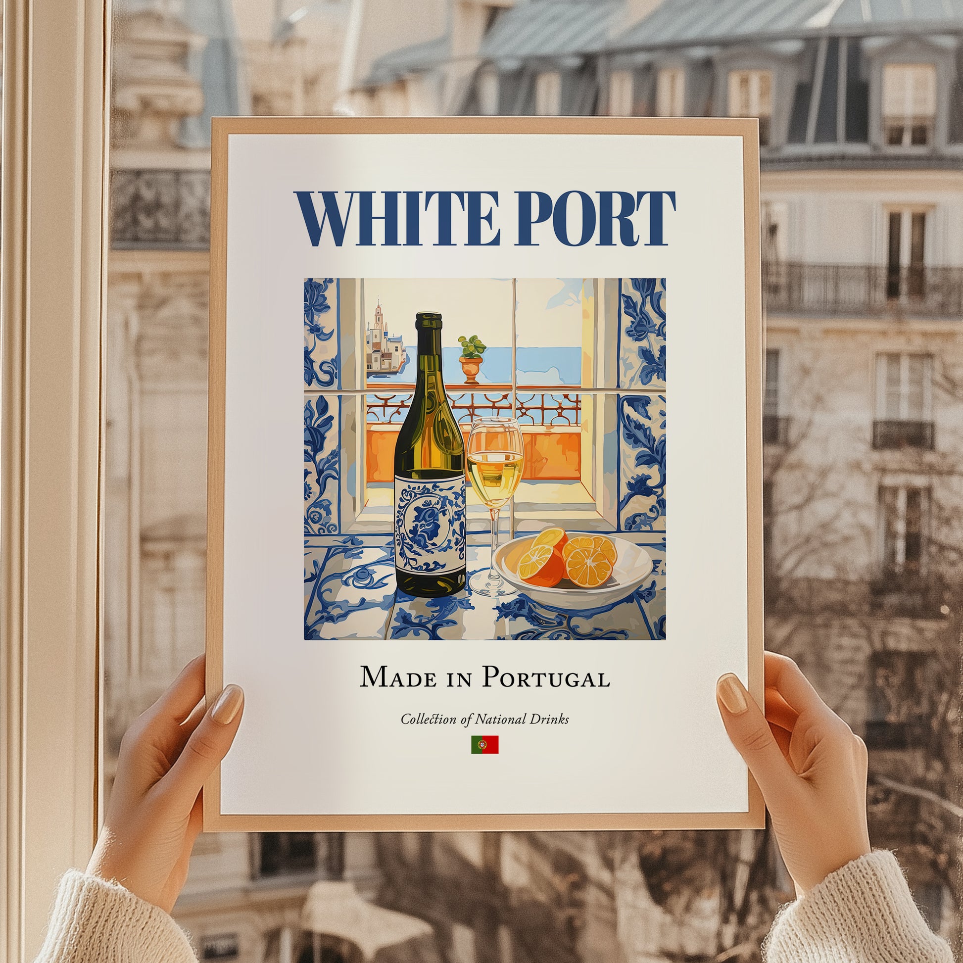 White Port – Portuguese Dessert Wine, Tasting Room Wall Decor, styled in a charming Paris street view