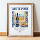 White Port – Portuguese Dessert Wine, Tasting Room Wall Decor, in wooden frame leaning on the floor