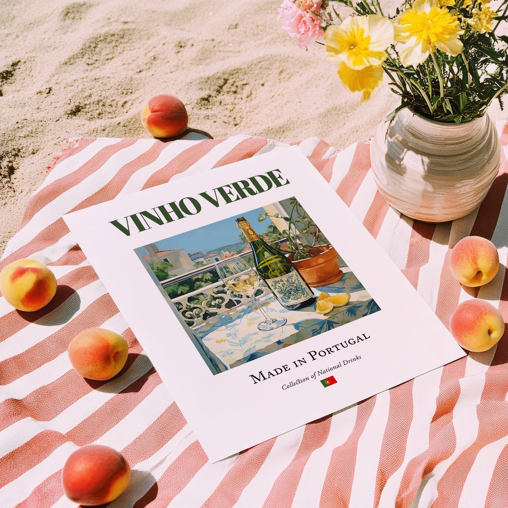Vinho Verde – Portuguese White Wine, Vinoteca Wall Decor, unframed on coastal sand