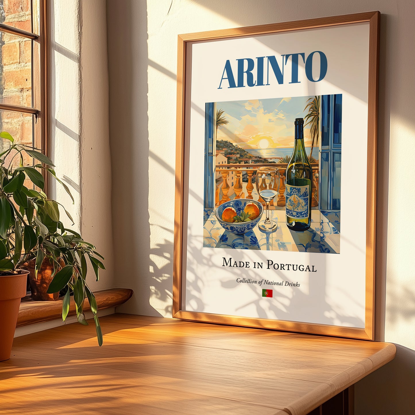 Arinto – Portuguese White Wine, Vinoteca Wall Art, no-text version framed in wood