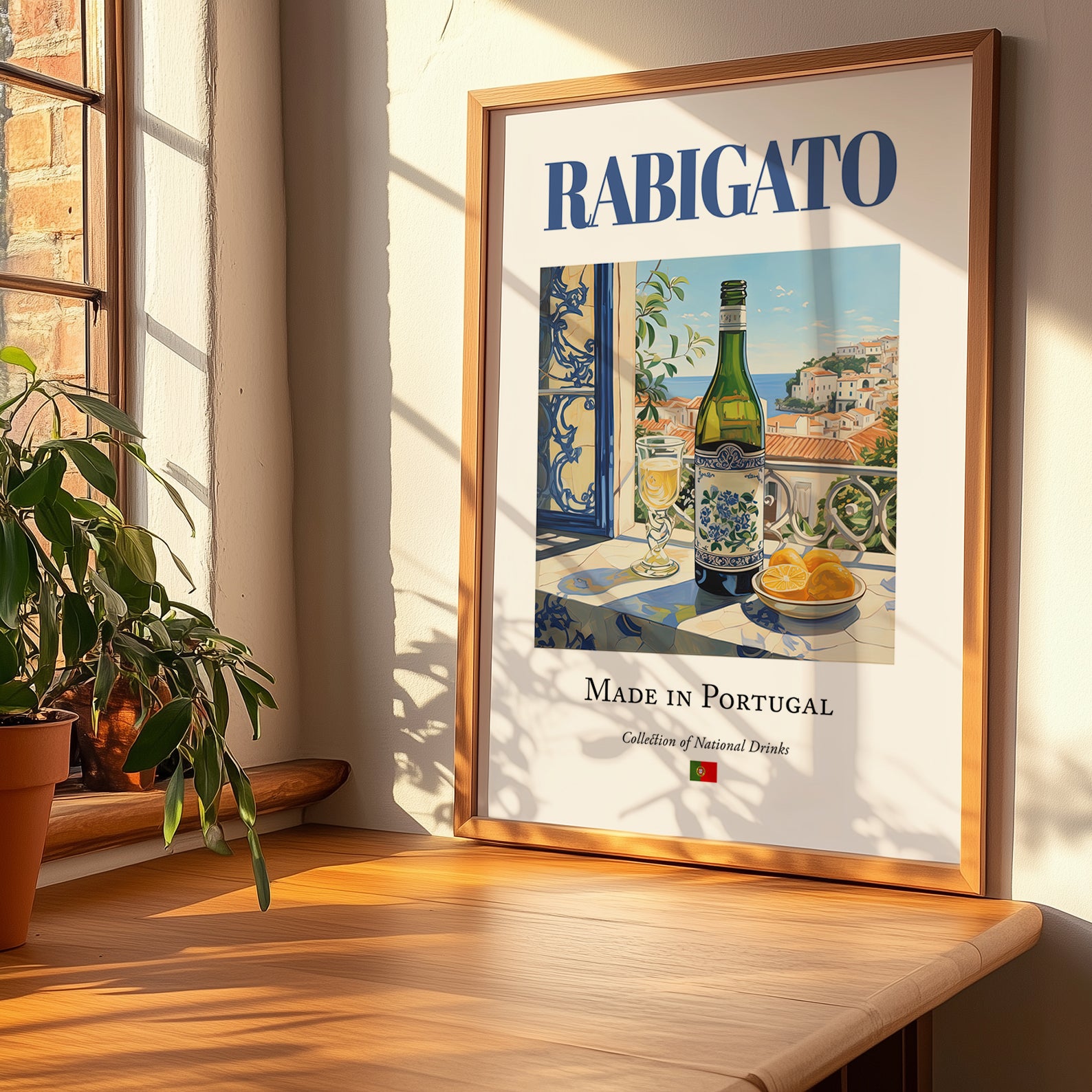 Rabigato – Portuguese White Wine, Vinoteca Wall Decor, no-text version framed in wood