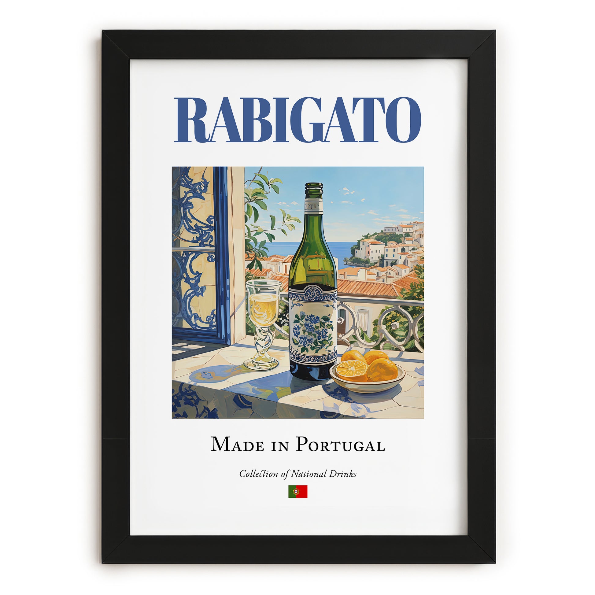 Rabigato – Portuguese White Wine, Vinoteca Wall Decor, in sleek black frame