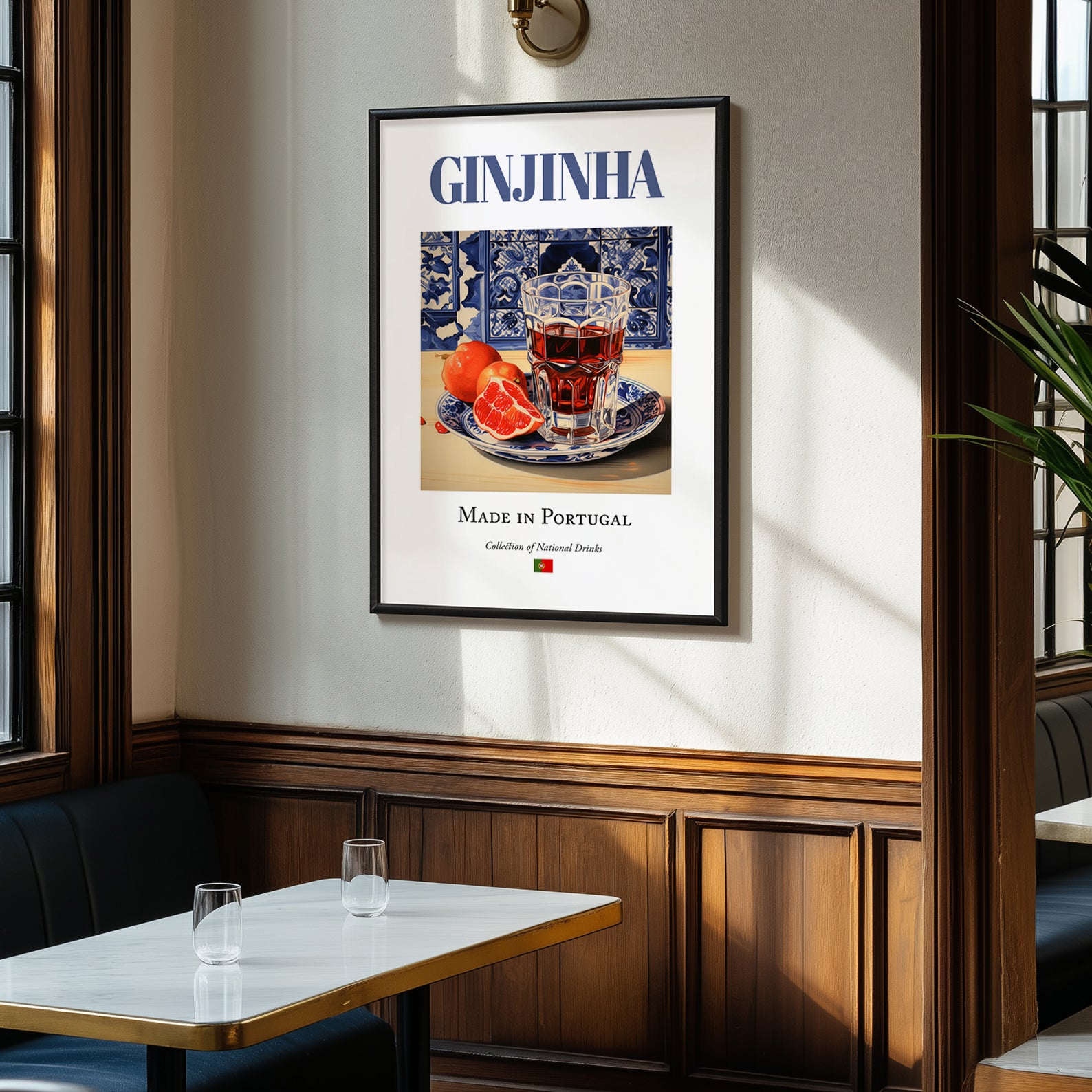 Ginjinha – Portuguese Spirit Drink, Rooftop Terrace Painting, clean layout with no caption