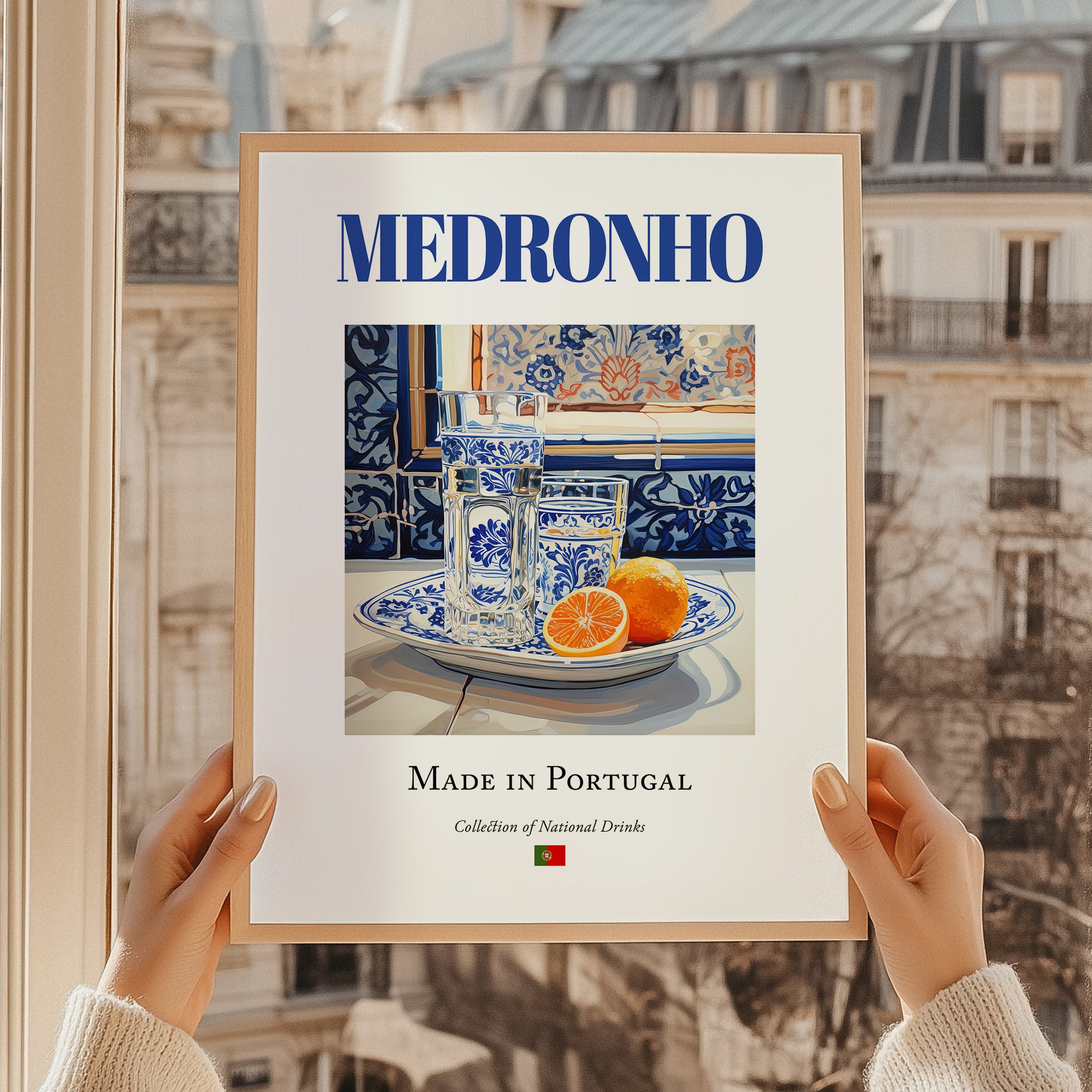 Medronho (brandy) – Portuguese Spirit Drink, Hotel Lobby Painting, styled in a charming Paris street view