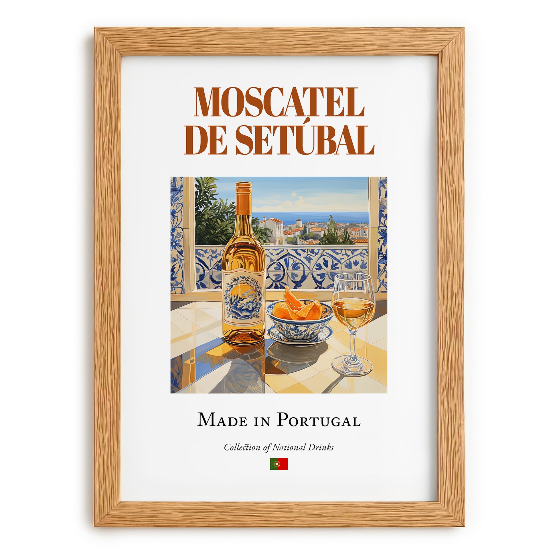 Moscatel de Setúbal – Portuguese Dessert Wine, Enoteca Art, set in oak frame