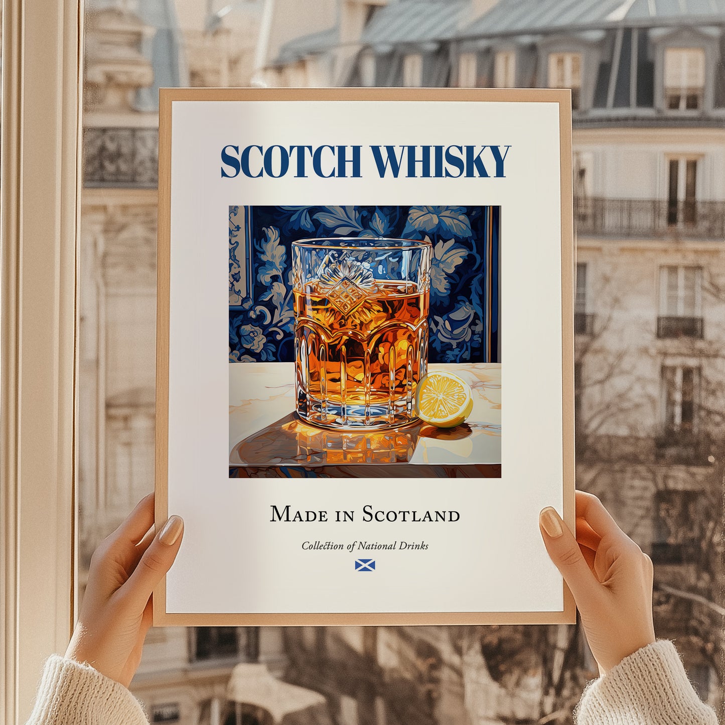 Scotch Whisky – Scottish Spirit Drink, Sky Bar Poster, styled in a charming Paris street view