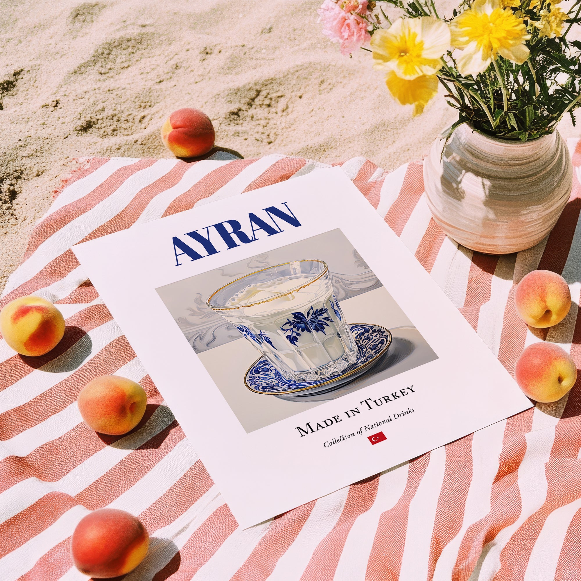 Ayran – Turkish Beverage Drink, Sky Bar Painting, unframed on coastal sand