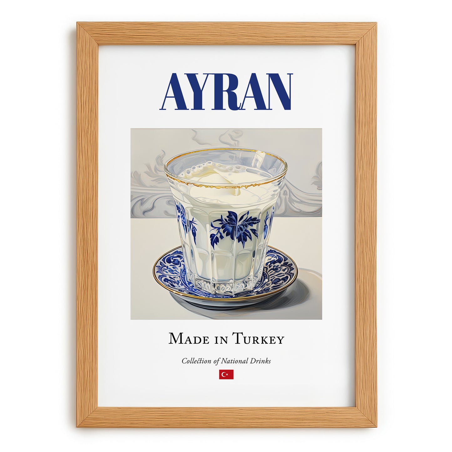 Ayran – Turkish Beverage Drink, Sky Bar Painting, set in oak frame
