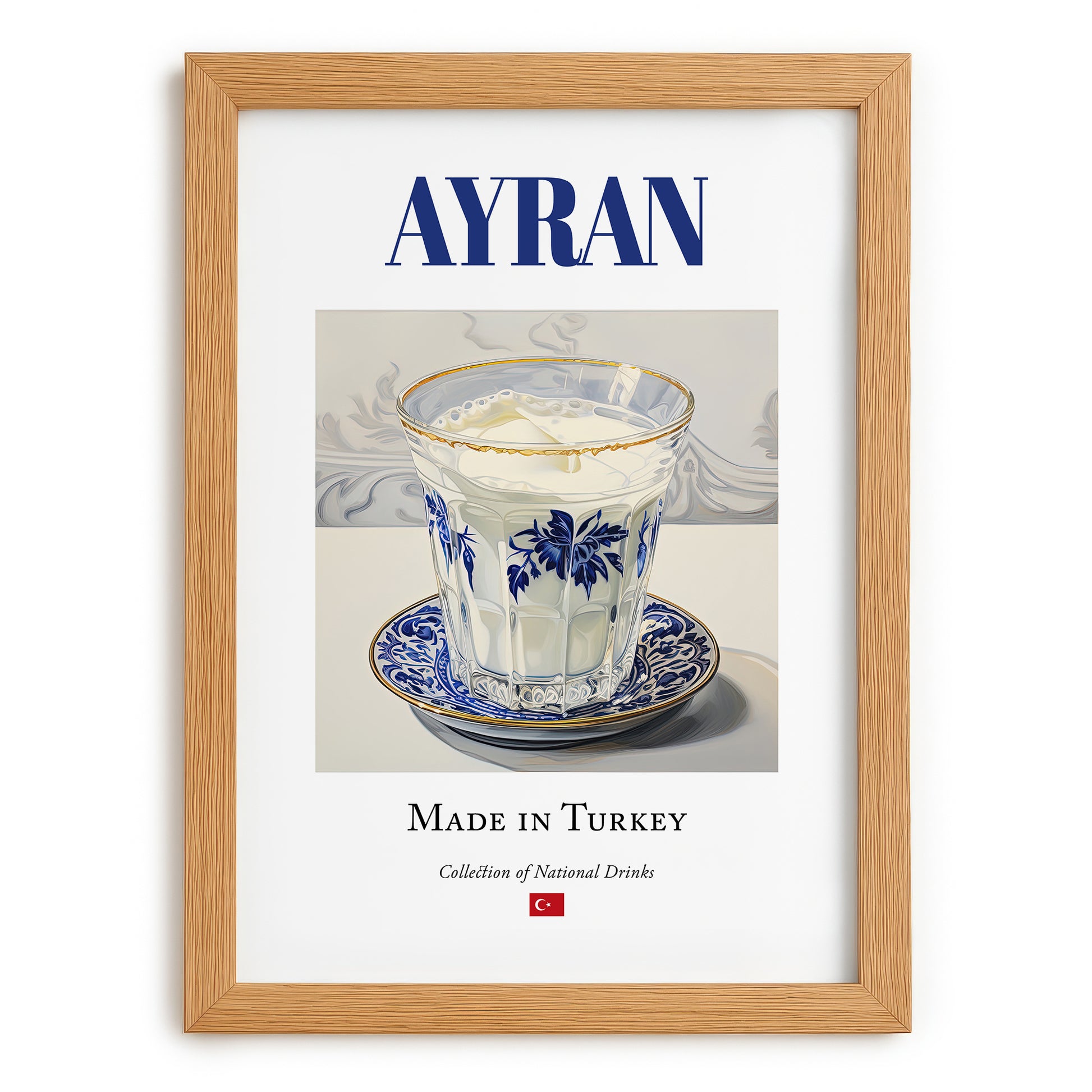 Ayran – Turkish Beverage Drink, Sky Bar Painting, set in oak frame