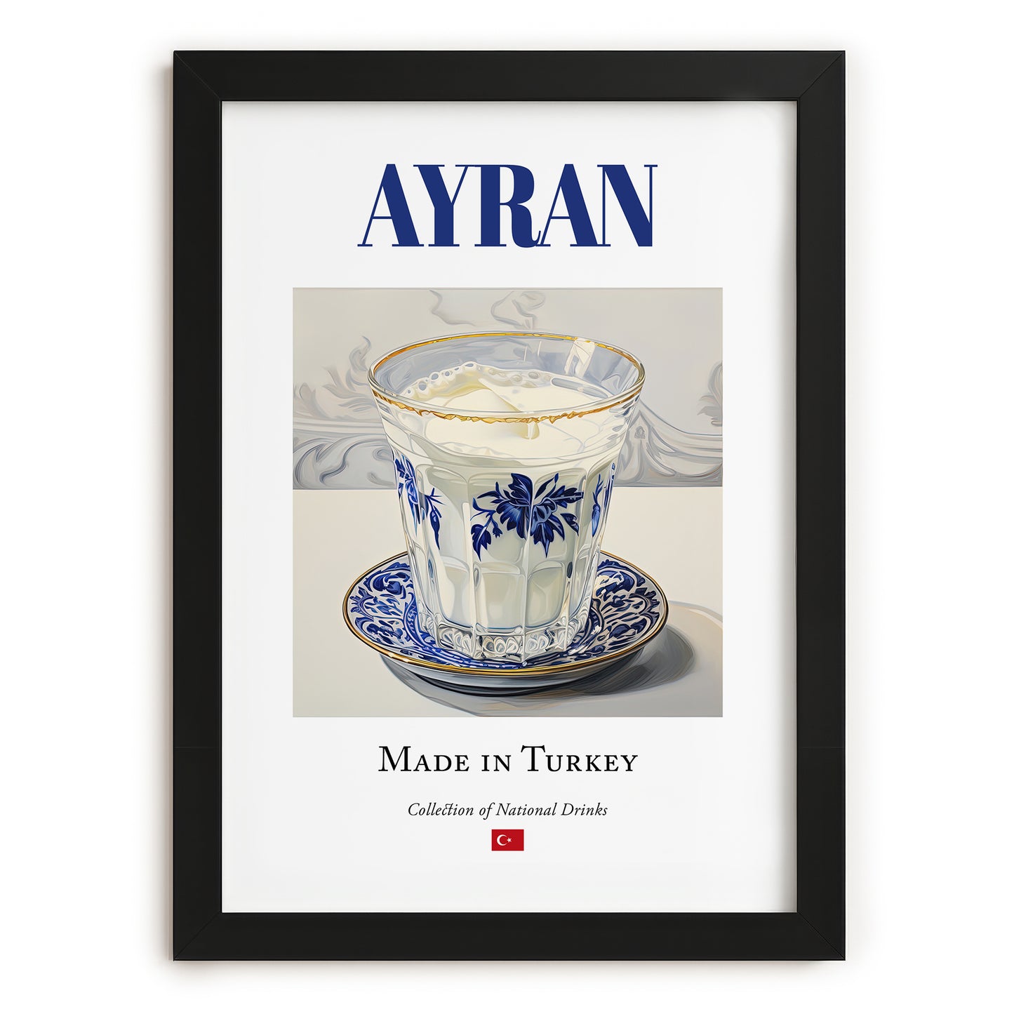 Ayran – Turkish Beverage Drink, Sky Bar Painting, in sleek black frame