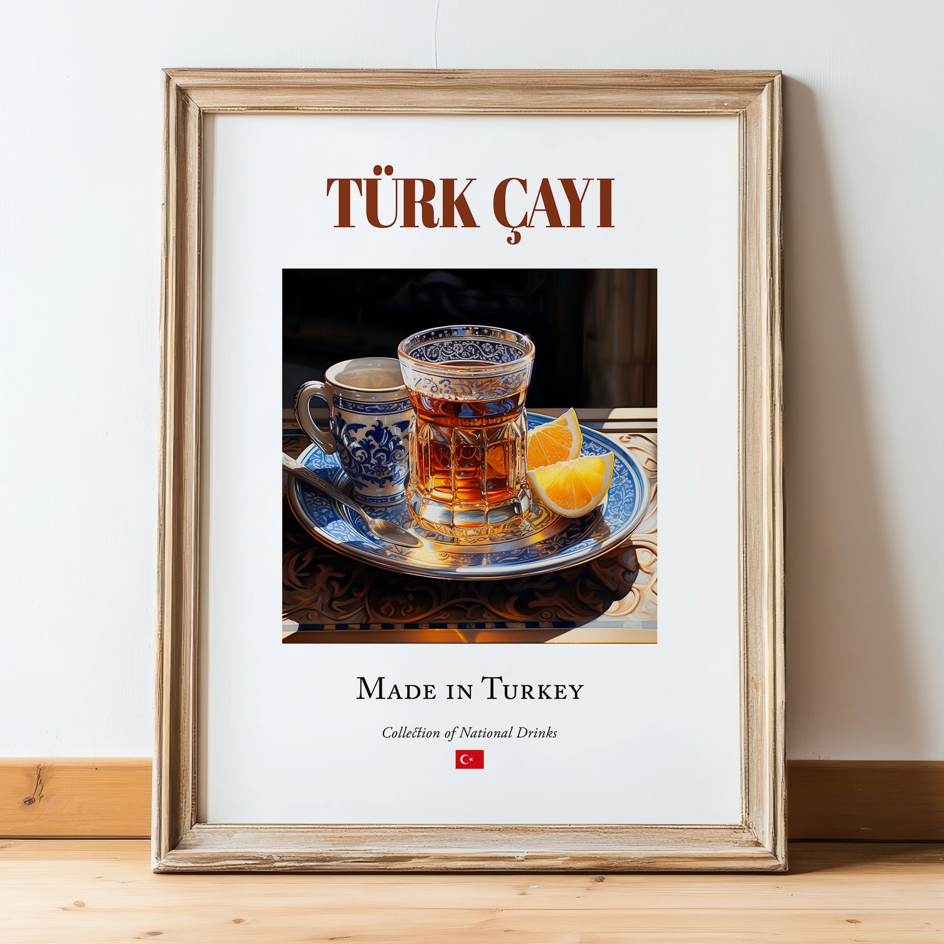 Türk çayı (Turkish Tea) – Turkish Tea, Chashitsu Print, in wooden frame leaning on the floor