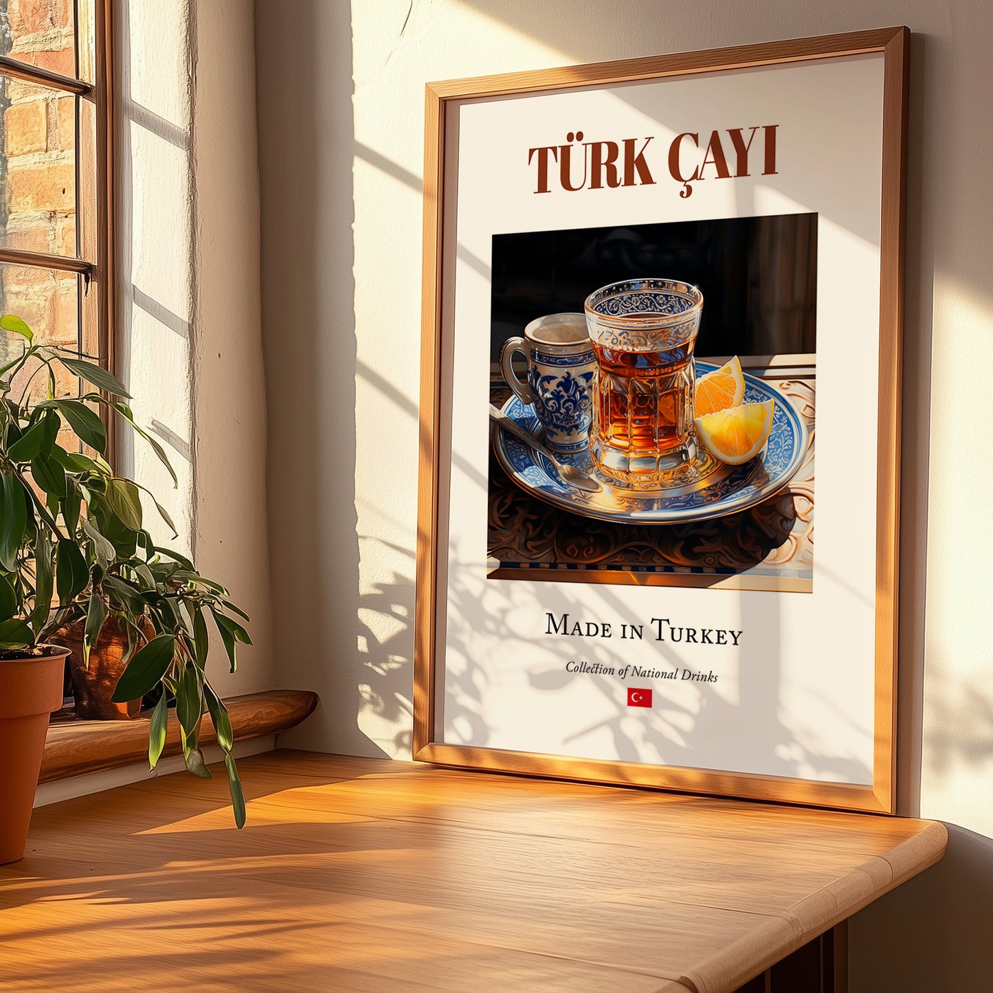 Türk çayı (Turkish Tea) – Turkish Tea, Chashitsu Print, no-text version framed in wood
