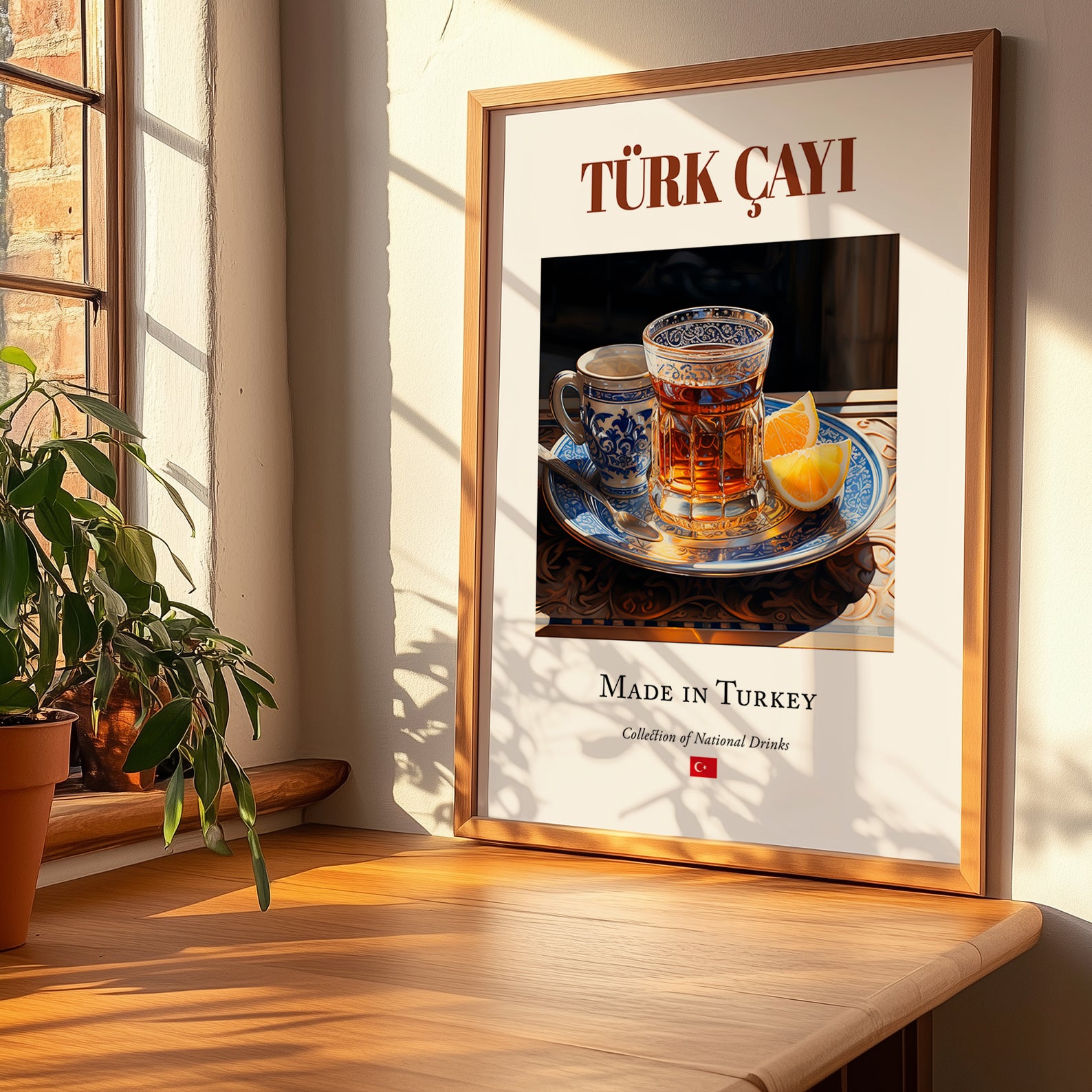 Türk çayı (Turkish Tea) – Turkish Tea, Chashitsu Print, no-text version framed in wood
