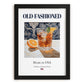 Old-Fashioned – American Cocktail Drink, Hotel Lobby Wall Art, in sleek black frame
