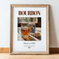 Bourbon – American Spirit Drink, Cocktail Lounge Wall Art, in wooden frame leaning on the floor