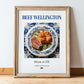 Beef Wellington – English Meat Dish, Farmhouse Kitchen Poster, in wooden frame leaning on the floor