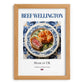 Beef Wellington – English Meat Dish, Farmhouse Kitchen Poster, set in oak frame