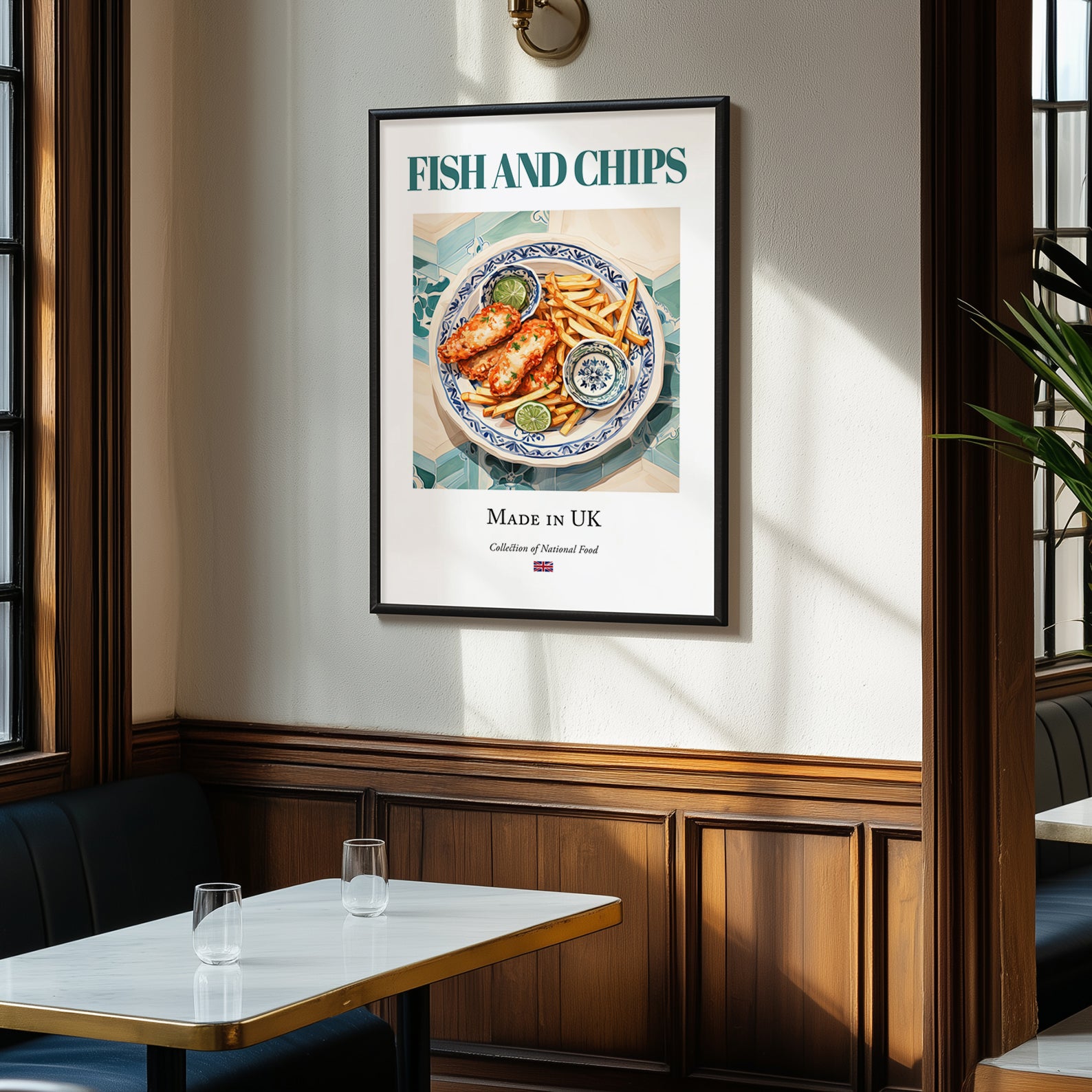 Fish and Chips – English Dish, Food Bar Poster, clean layout with no caption