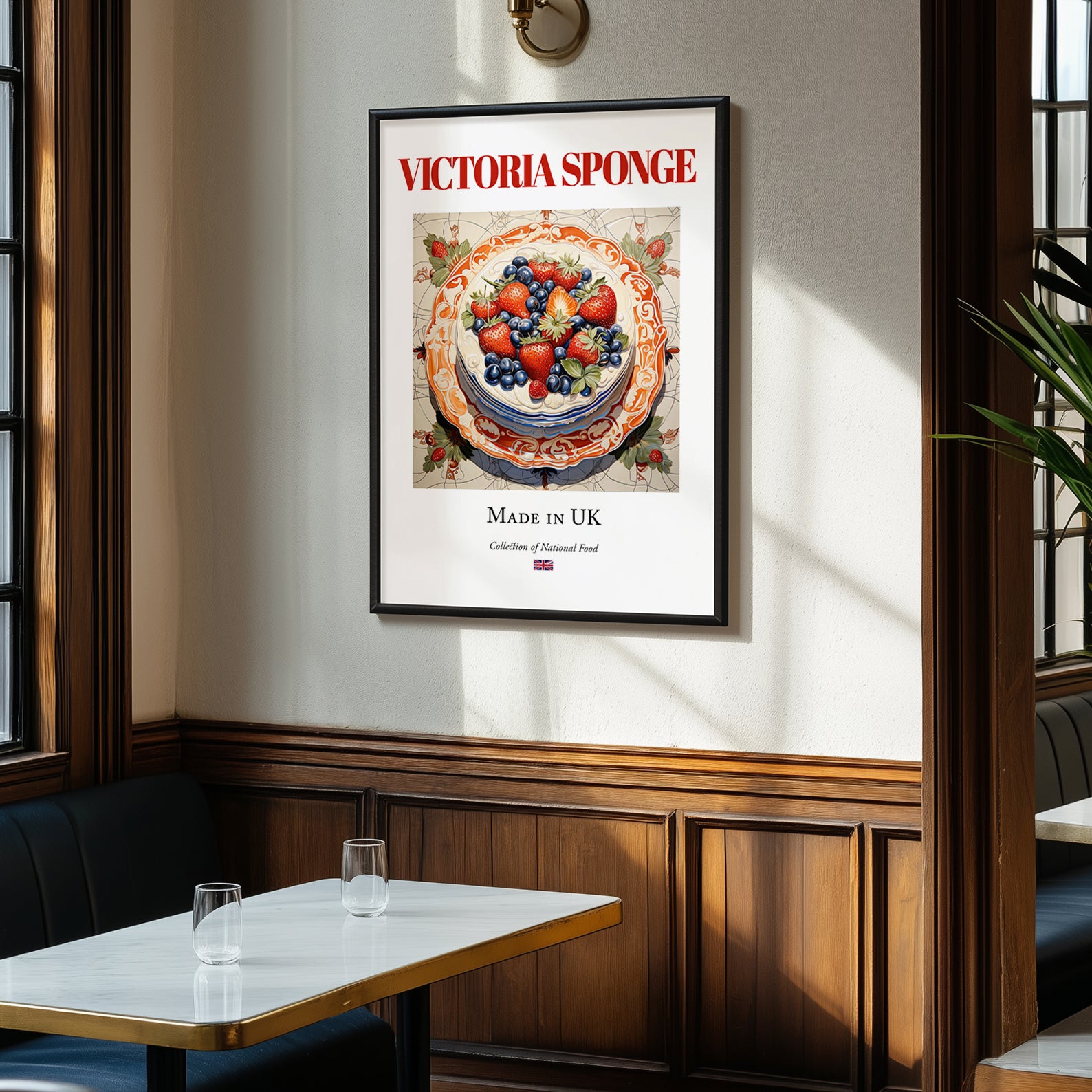 Victoria Sponge – English Dessert Dish, Fine Dining Restaurant Poster, clean layout with no caption