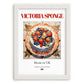 Victoria Sponge – English Dessert Dish, Fine Dining Restaurant Poster, placed in minimal white frame