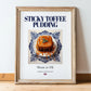 Sticky Toffee Pudding – English Dessert Dish, Café Wall Decor, in wooden frame leaning on the floor