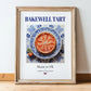 Bakewell Tart – English Dessert Dish, Farmhouse Kitchen Wall Art, in wooden frame leaning on the floor