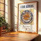 Churros – Spanish Dessert Dish, Farmhouse Kitchen Poster, no-text version framed in wood