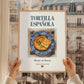 Tortilla Española (Spanish Omelette) – Spanish Dish, Bistro Illustration, styled in a charming Paris street view