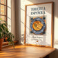 Tortilla Española (Spanish Omelette) – Spanish Dish, Bistro Illustration, no-text version framed in wood