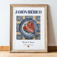 Jamón Ibérico – Spanish Meat Dish, Restaurant Poster, in wooden frame leaning on the floor