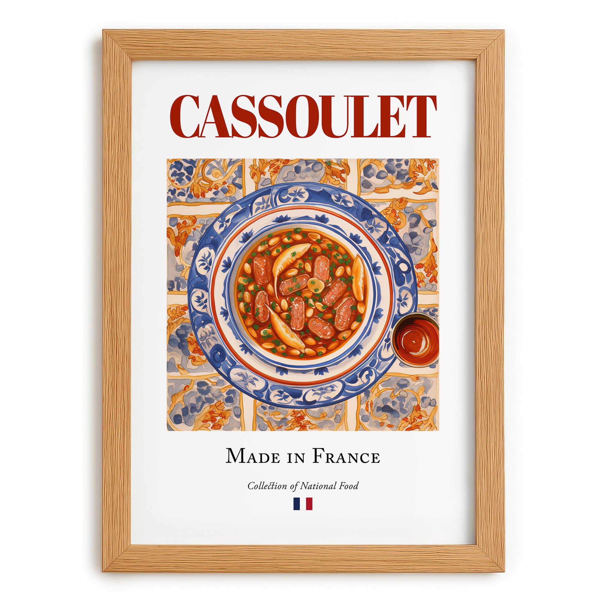 Cassoulet – French Stew Dish, Restaurant Print, set in oak frame