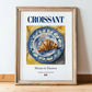 Croissant – French Bread Dish, Farmhouse Kitchen Wall Art, in wooden frame leaning on the floor