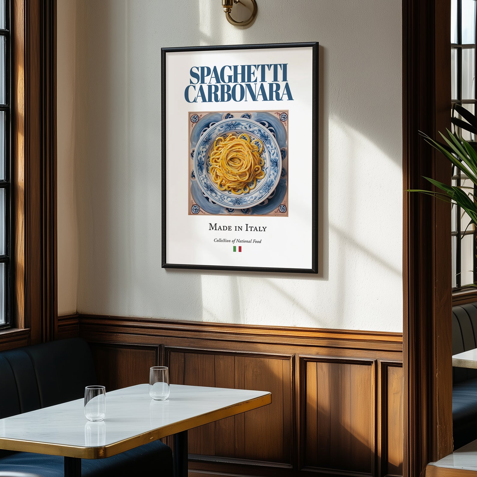 Spaghetti Carbonara – Italian Pasta, Ristorante Poster, clean layout with no caption
