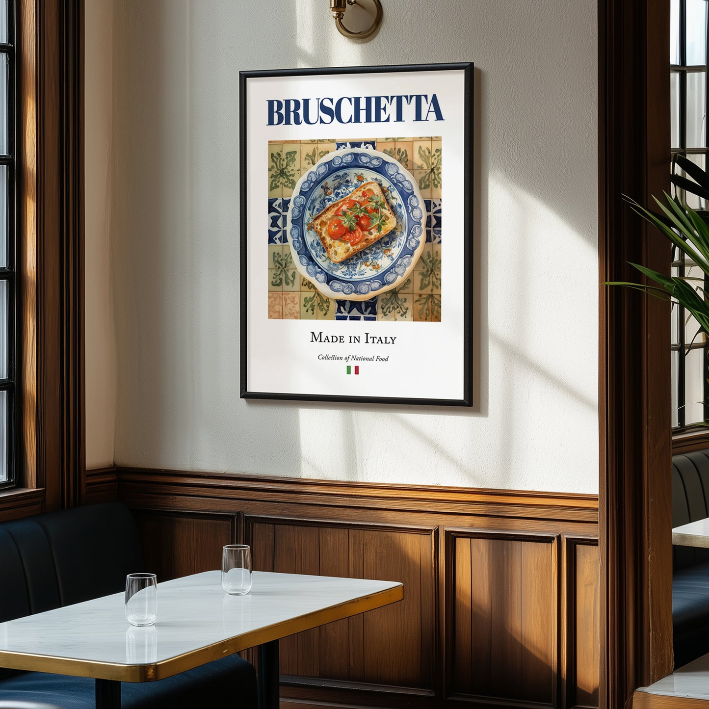 Bruschetta – Italian Snack Dish, Café Wall Art, clean layout with no caption