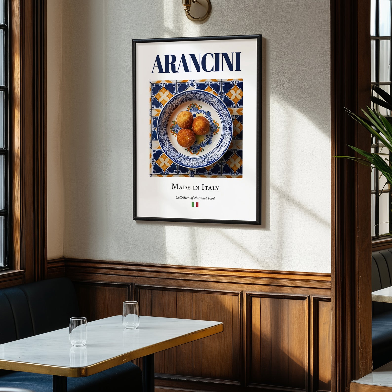 Arancini – Italian Snack Dish, Farmhouse Kitchen Poster, clean layout with no caption