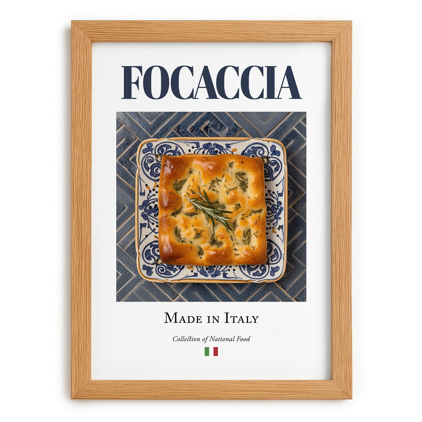Focaccia – Italian Bread Dish, Tavern Still Life, set in oak frame