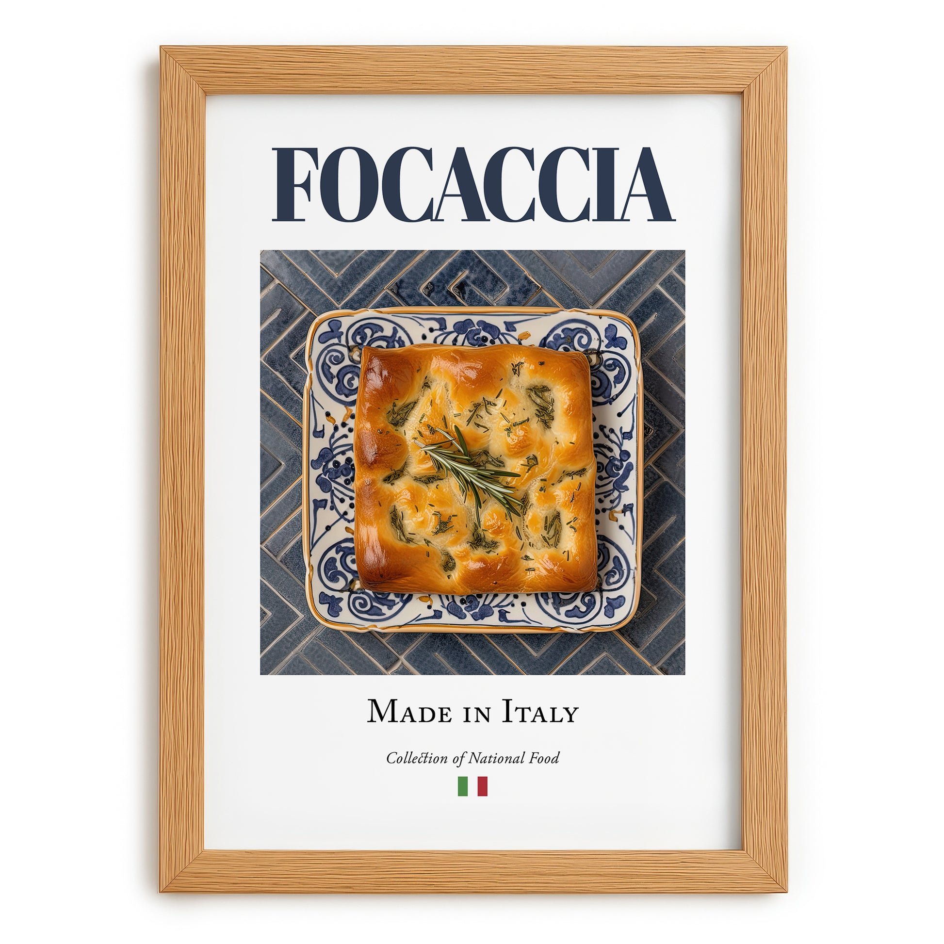 Focaccia – Italian Bread Dish, Tavern Still Life, set in oak frame