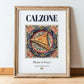 Calzone – Italian Snack Dish, Tavern Poster, in wooden frame leaning on the floor