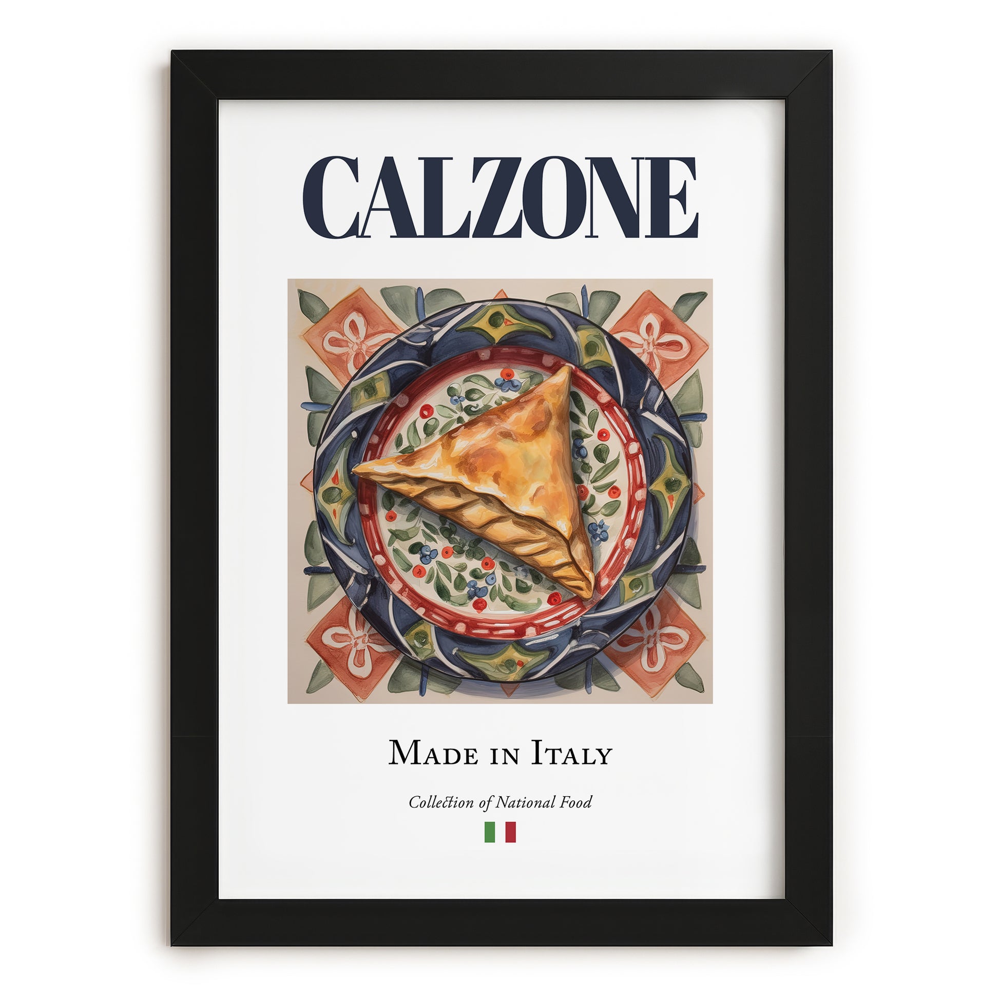 Calzone – Italian Snack Dish, Tavern Poster, in sleek black frame
