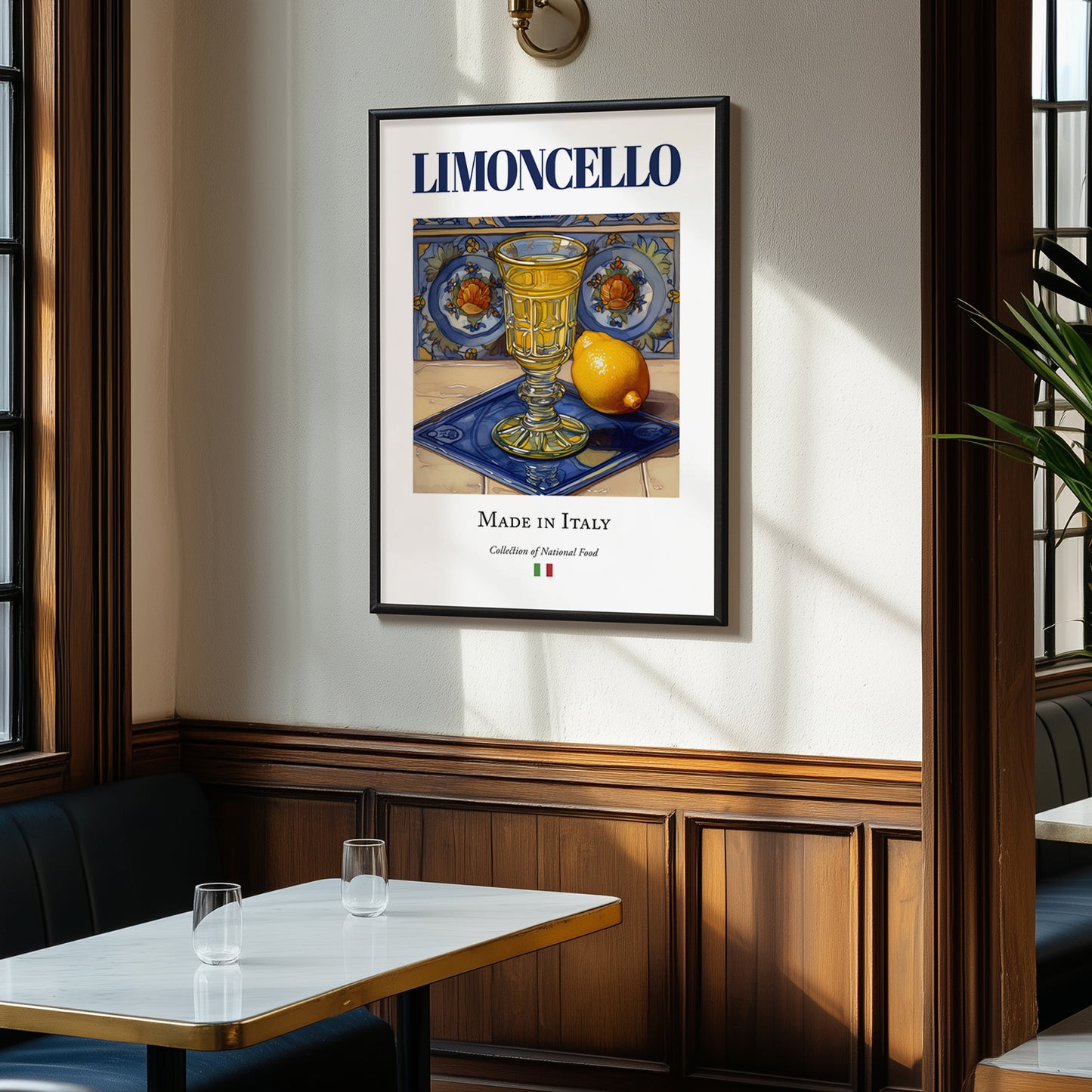 Limoncello – Italian Liqueur Drink, Cocktail Lounge Poster, clean layout with no caption